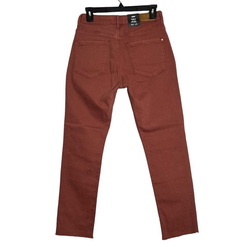 Mavi Viola High Rise Slim Straight Jeans SIZE 27x27 Burgundy Raw Hem Denim - Picture 2 of 9